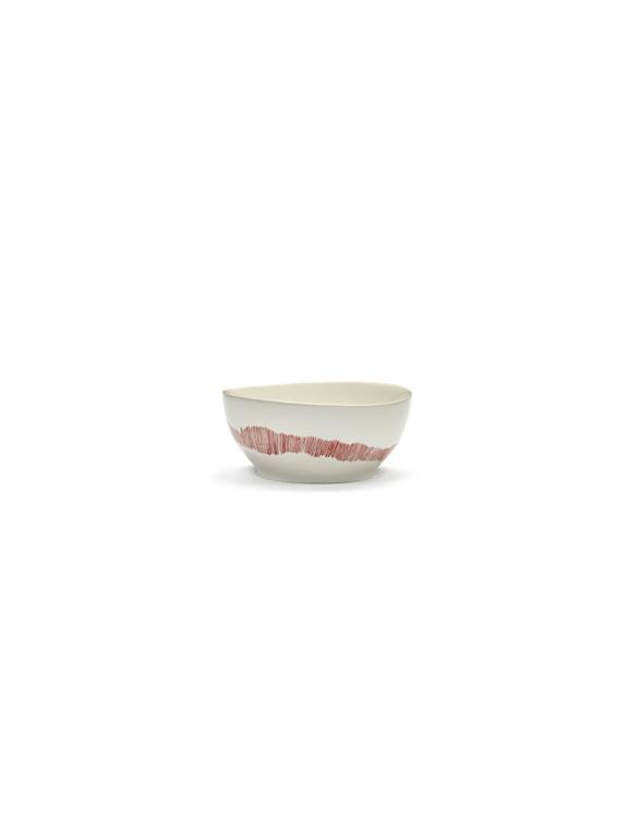 Serax Feast Schaal S - Ø160mm - H 75mm - White swirl/stripes red