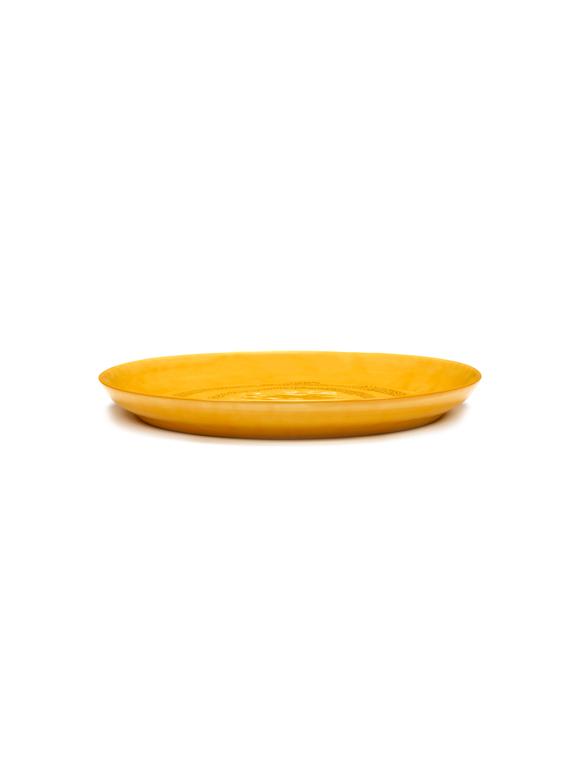 Serax Feast Serveerschaal M - 350x350x40mm - Sunny yellow swirl/dots black