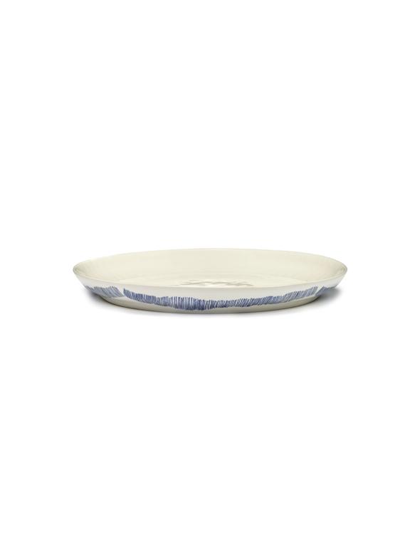 Serax Feast Serveerschaal M - 350x350x40mm - White swirl/stripes blue