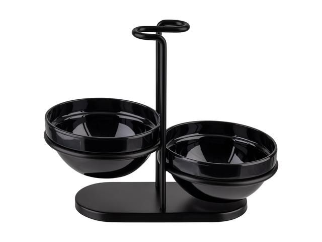 APS Lepelhouder met 2 schaaltjes Ø120mm - Zwart