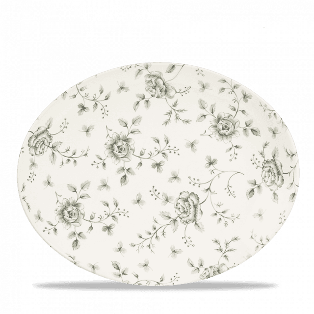 Churchill Vintage Prints Coupebord plat ovaal - 317x255mm - Grey Rose Chintz