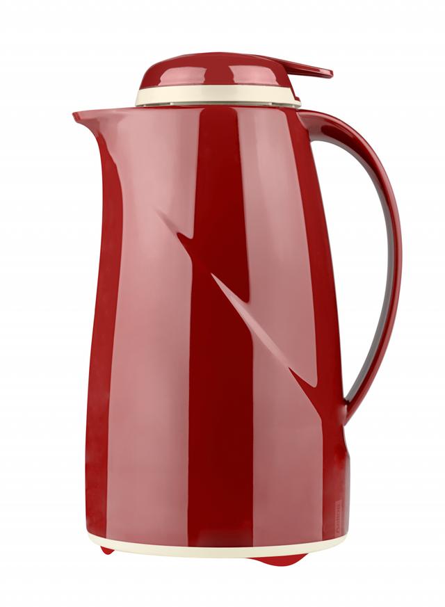 Helios Wave Push Thermoskan kunststof - 1Ltr - Donkerrood