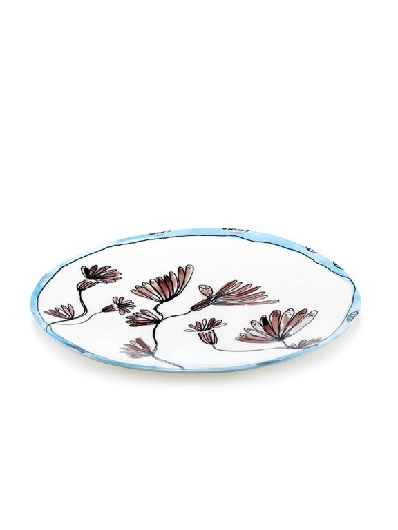 Serax Midnight Flowers Serveerschaal L - Ø350mm - Camelia Aubergine