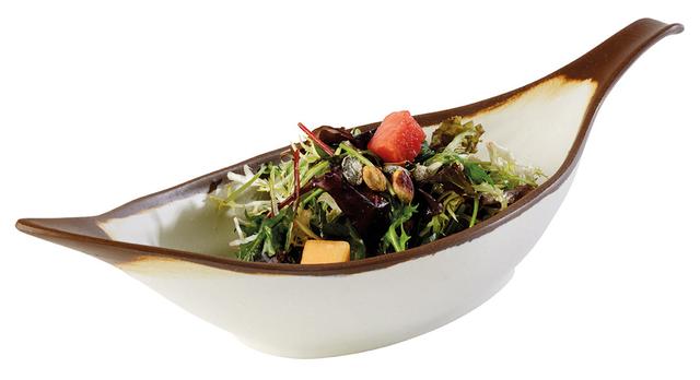 APS Bladschaal Crocker - 305x100x75mm - Wit/bruin