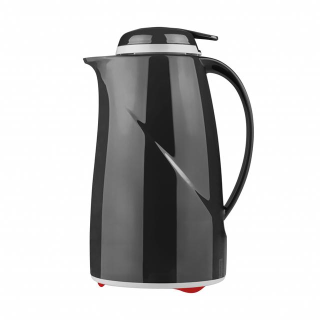 Helios Wave Push Thermoskan kunststof - 1Ltr - Zwart