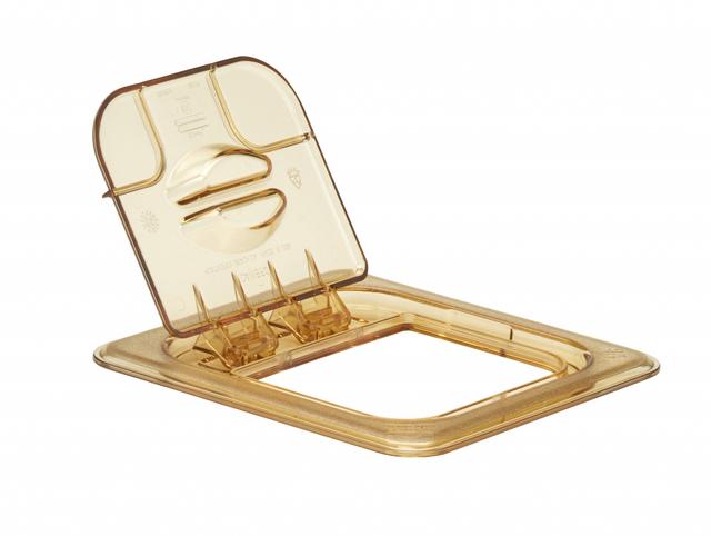 Cambro Deksel met greep en scharnierdeksel 1/6 GN - Amber
